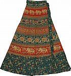Block Print Designer Long Wrap Skirt