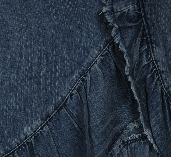 Ruffled Edge Wide Leg Relaxed Fit Pants