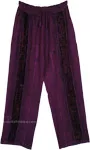 Plum Paradise Velvet Trimmed Embroidered Pants