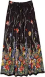 Bright Flowers Festival Rayon Long Skirt