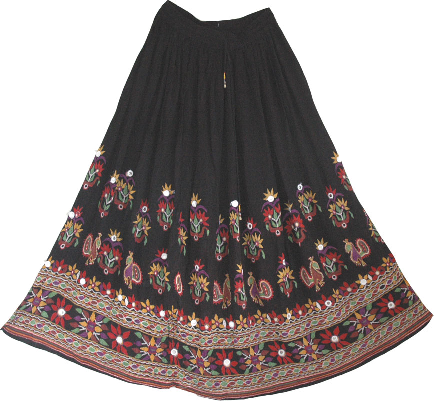 Black Skirt with Block Print