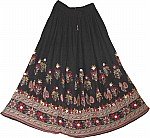 Black Skirt with Block Print