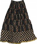 Black Long Skirt in Cotton Crinkle