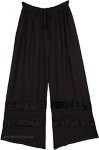 Midnight Velvet Hem Velvet Accent Palazzo Pants