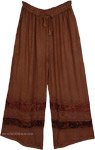 Rustic Earth Velvet Accent Palazzo Pants