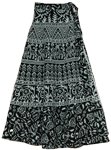 Animal Print Black White Long Wrap Skirt