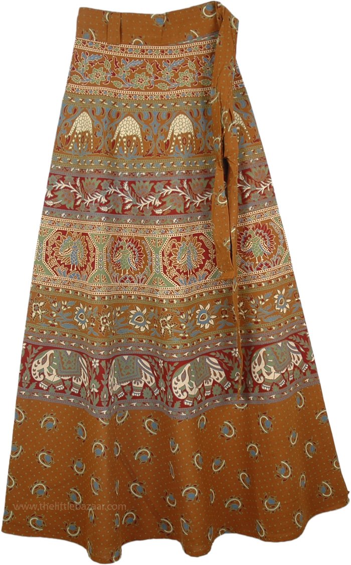 The Indus Animals Block Ethnic Wrap Skirt