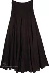 Smocked Waist Mocha Tiers Cotton Long Skirt