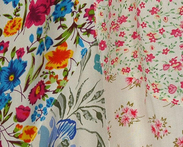 Vintage Blossom Ivory Patchwork Wide Leg Pants