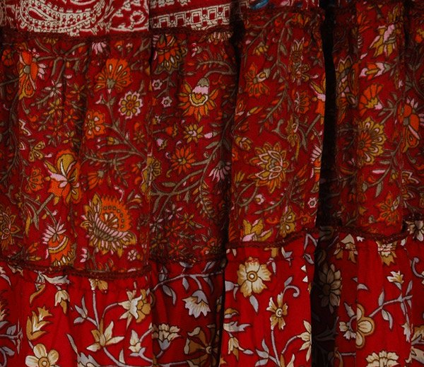 Crimson Paisley Patchwork Eco-Friendly Maxi Skirt Dress