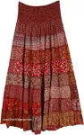 Crimson Paisley Patchwork Eco-Friendly Maxi Skirt Dress
