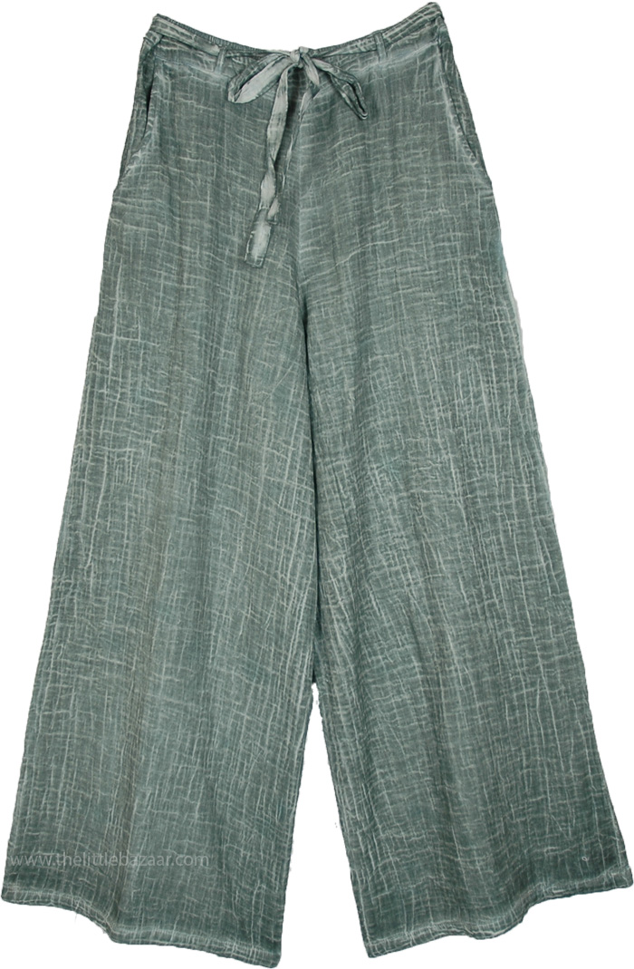 Sage Breeze Wide Leg Cotton Palazzo Pants