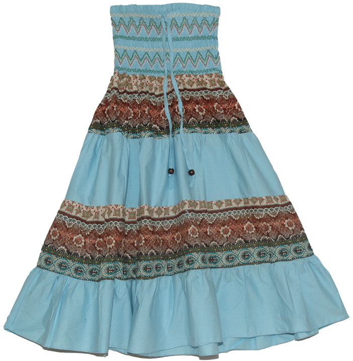 Glacier Light Blue Summer Long Skirt Dress
