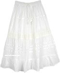 Pearly White Sequined Skirt with Crochet Lace