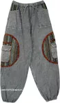 Pigeon Gray Woven Cotton Harem Cargo Pants