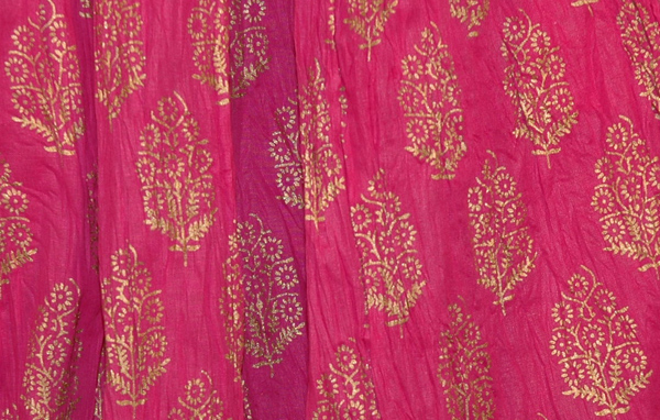 Long Crinkled Cotton Crdinal Skirt