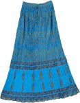 Crinkled Summer Blue Charm Long Skirt