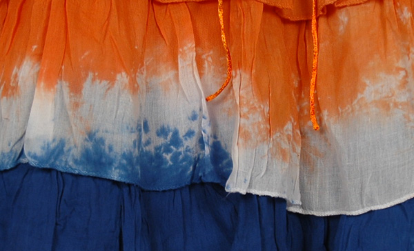 Flares Orange Blue Tie Dye Frills Skirt