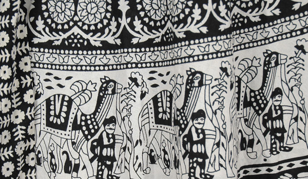 Black White Mughal Long Skirt