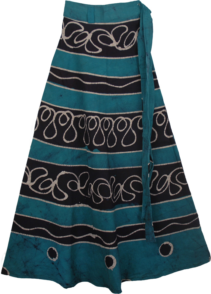 Bunker Blue Earth Batik Wrap Skirt