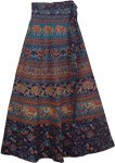 Blue Galore Ethnic Long Wrap Skirt