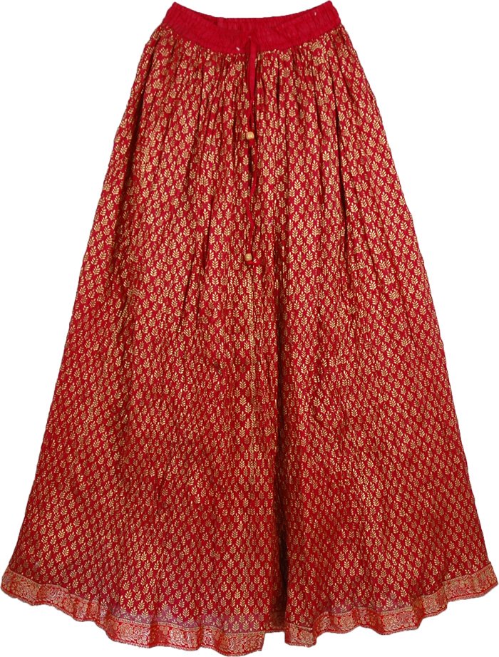 Bright Red and Gold Festivity Skirt