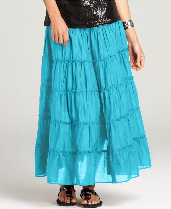 chinese dress ladies 100% Cotton Tan Maxi Skirt - All Skirts