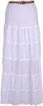 Tiered Eyelet Swiss Dot Maxi White Skirt