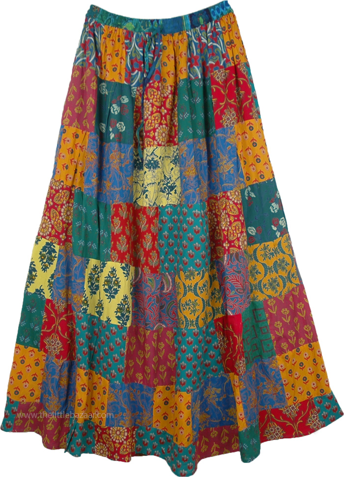 Gypsy Hippie Patchwork Summer Maxi Skirt