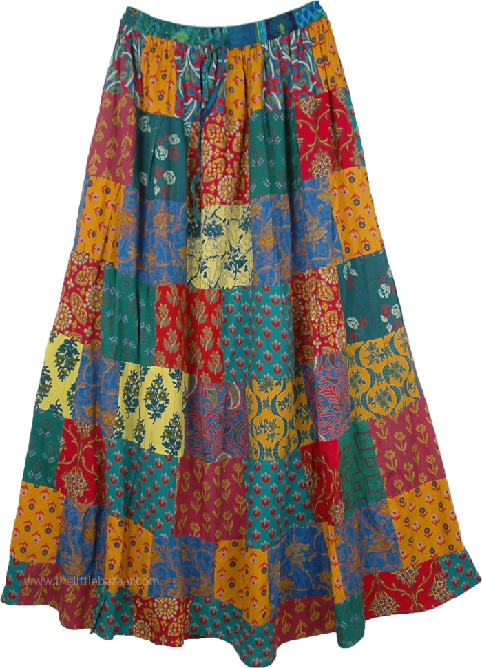 Gypsy Hippie Patchwork Summer Maxi Skirt | Multicoloured | Patchwork ...