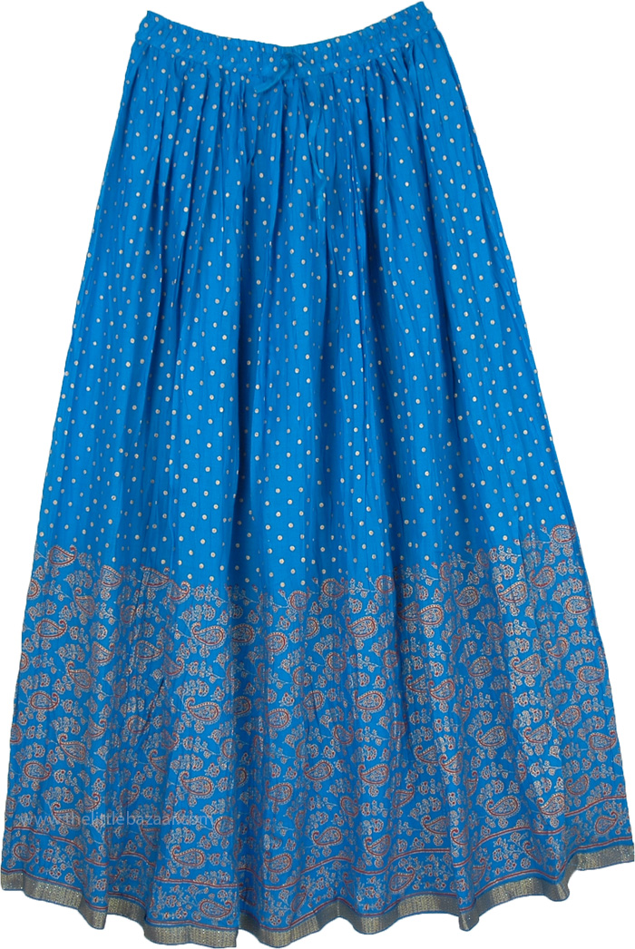 Blue Punch Crinkled Cotton Light Beach Skirt