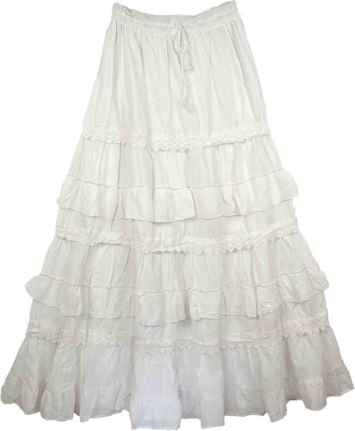 Westar White Frills Long Skirt