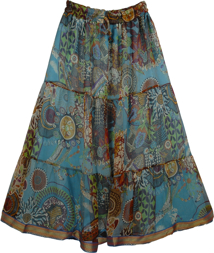 Chiffon Coral Long Skirt