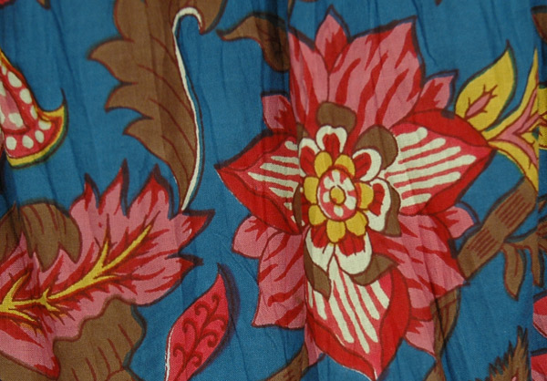 Spring Floral Print Cotton Full Skirt