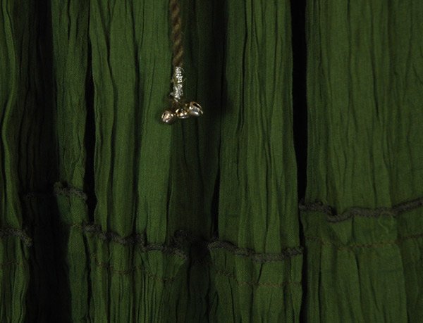 Chloro Green Seven Tiered Full Cotton Skirt