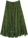Chloro Green Seven Tiered Full Cotton Skirt