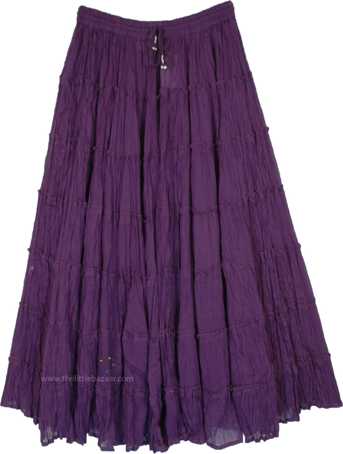 Purple Amethyst Seven Tiered Full Cotton Skirt