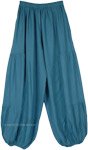 Toasty Teal Solid Rayon Harem Trousers