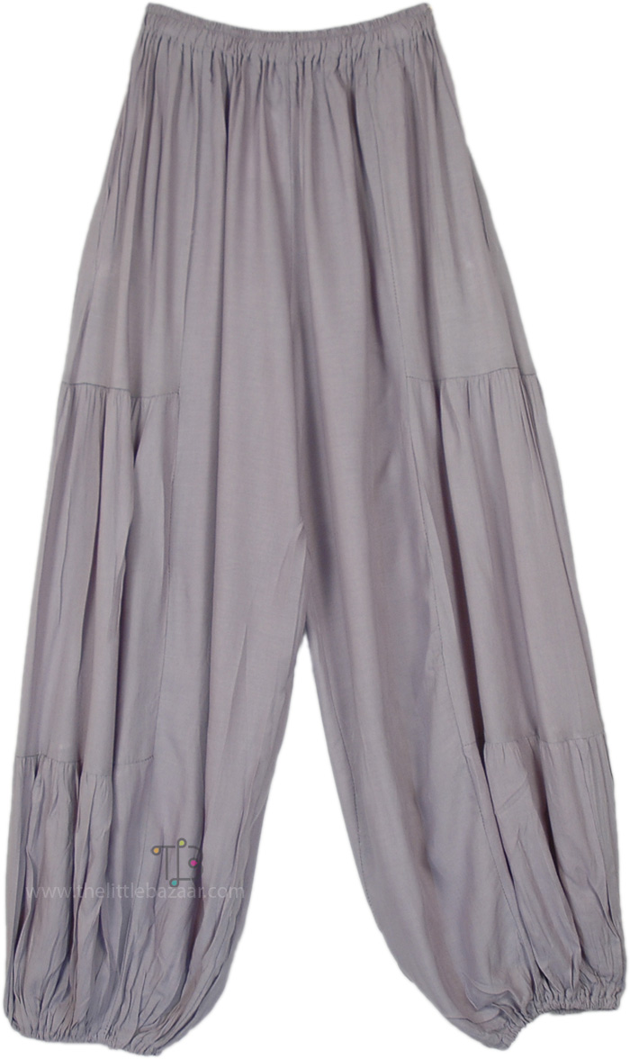 Chic Grey Solid Rayon Harem Trousers