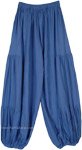 Cool Blue Solid Rayon Harem Trousers