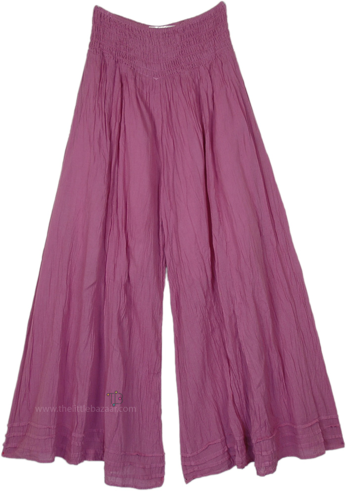 Bright Purple Wide Leg Cotton Palazzo Pants
