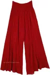 Red Berries Wide Leg Shirred Waist Palazzo Pants
