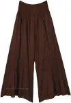 Dark Brown Cotton Palazzo Pants with Pockets
