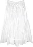 Cotton Voile Belt Tie Breezy White Skirt