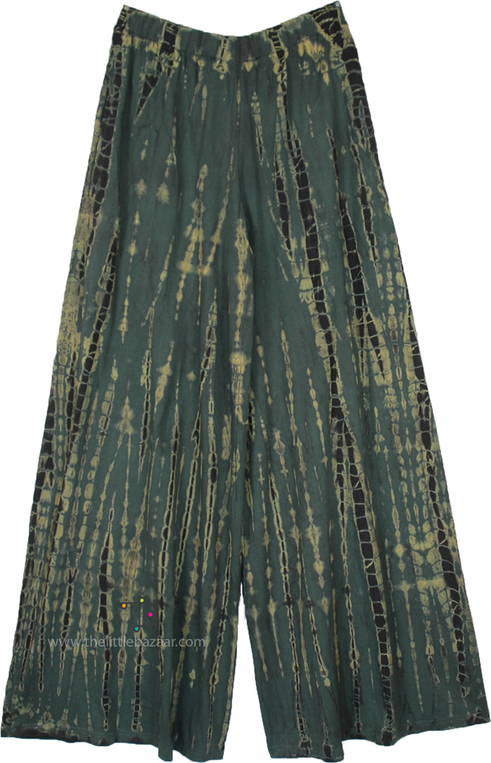 Camouflage Green Tie Dye Cotton Wide Pants