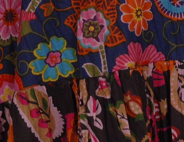 Purple Floral Panels Wide Leg Cotton Pants