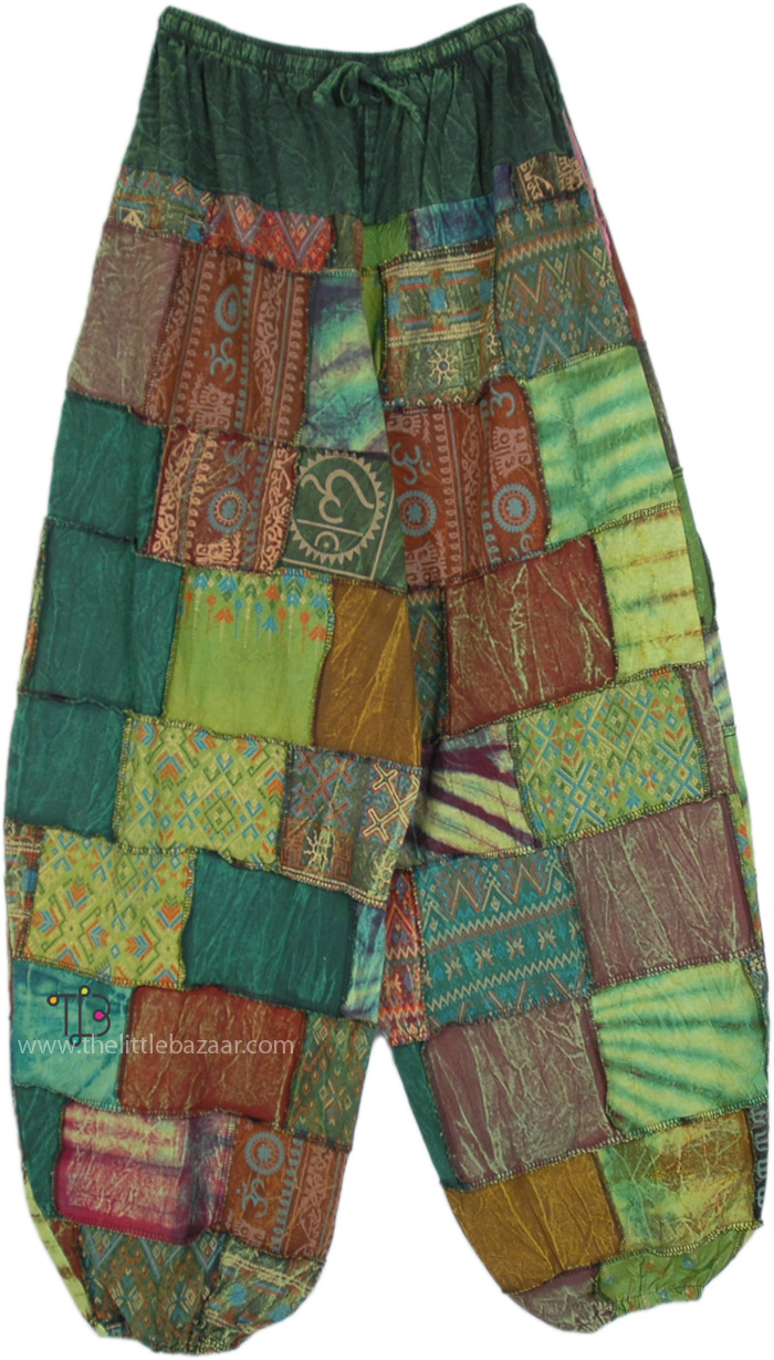 Green Girl Patchwork Boho Funky Pants
