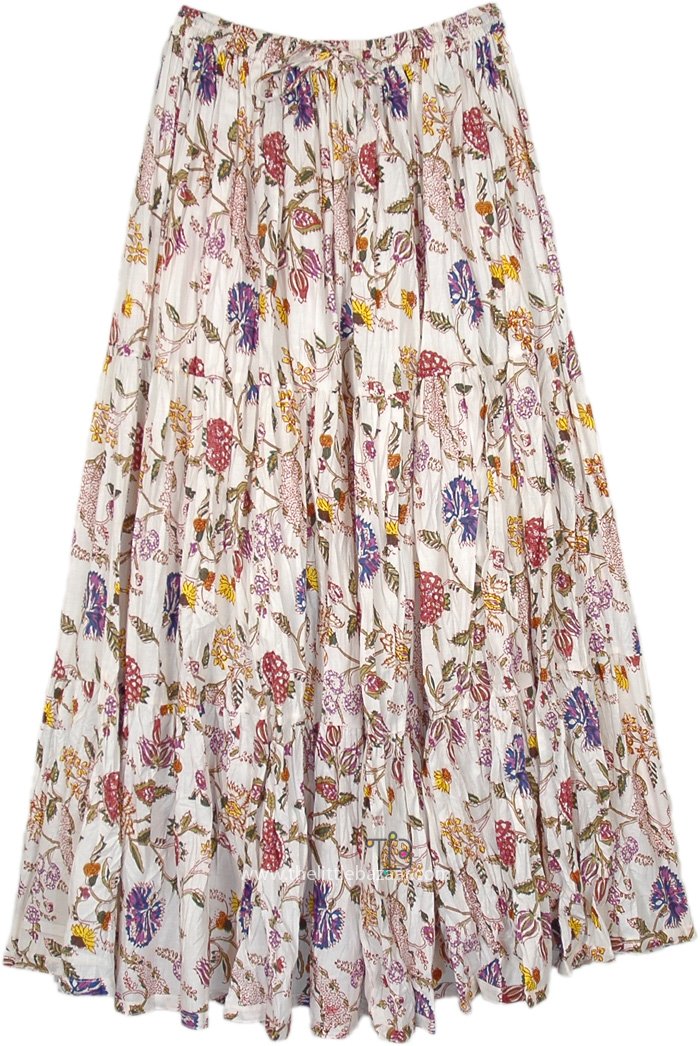 Summer Luncheon Blooms Cotton Maxi Skirt