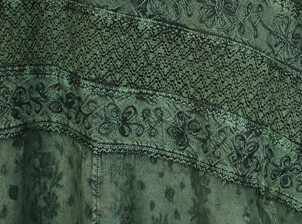 Sage Green Jacquard Fairycore Flowy Long Skirt