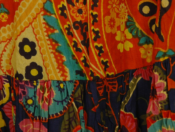 Yellow Floral Panels Wide Leg Cotton Pants